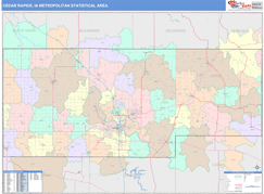 Cedar Rapids Metro Area Digital Map Color Cast Style